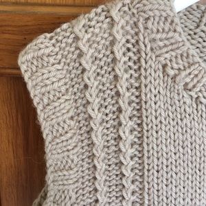 Hand knit oatmeal sweater vest